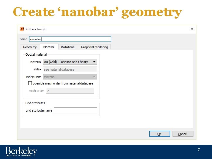 Create ‘nanobar’ geometry 7 