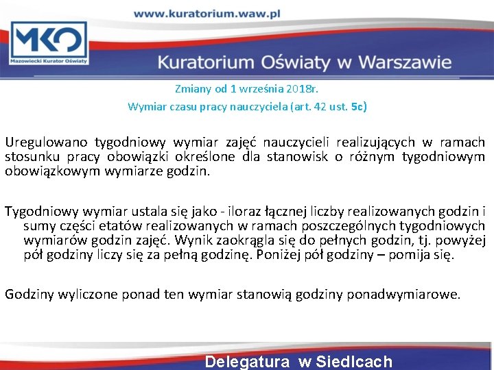 Zmiany od 1 września 2018 r. Wymiar czasu pracy nauczyciela (art. 42 ust. 5