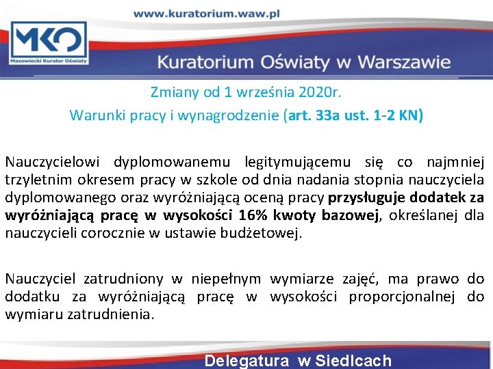 Zmiany od 1 września 2020 r. Warunki pracy i wynagrodzenie (art. 33 a ust.