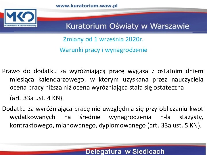 Zmiany od 1 września 2020 r. Warunki pracy i wynagrodzenie Prawo do dodatku za