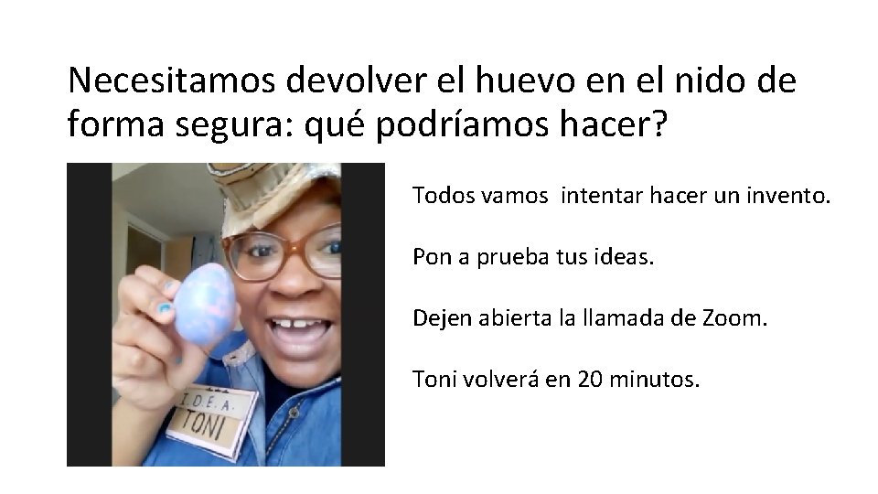 Necesitamos devolver el huevo en el nido de forma segura: qué podríamos hacer? Todos
