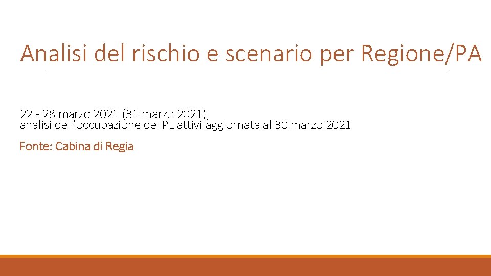 Analisi del rischio e scenario per Regione/PA 22 - 28 marzo 2021 (31 marzo