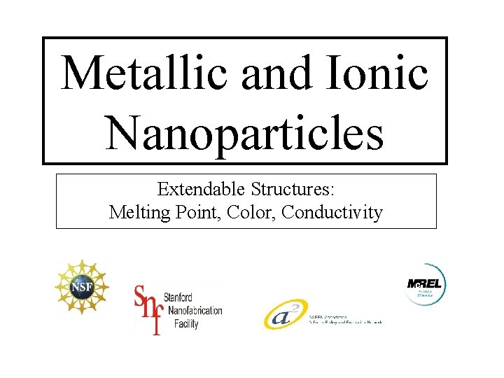 Metallic and Ionic Nanoparticles Extendable Structures: Melting Point, Color, Conductivity 