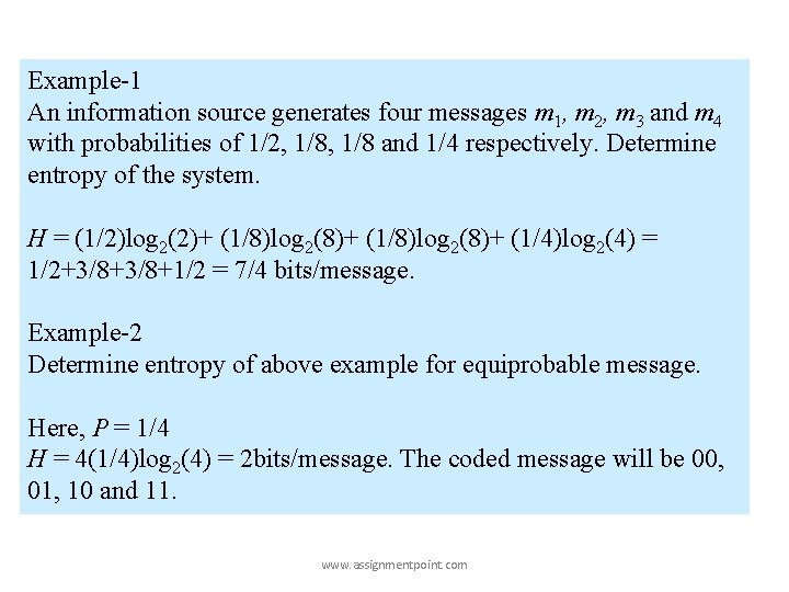 Example-1 An information source generates four messages m 1, m 2, m 3 and Example-1 An information source generates four messages m 1, m 2, m 3 and