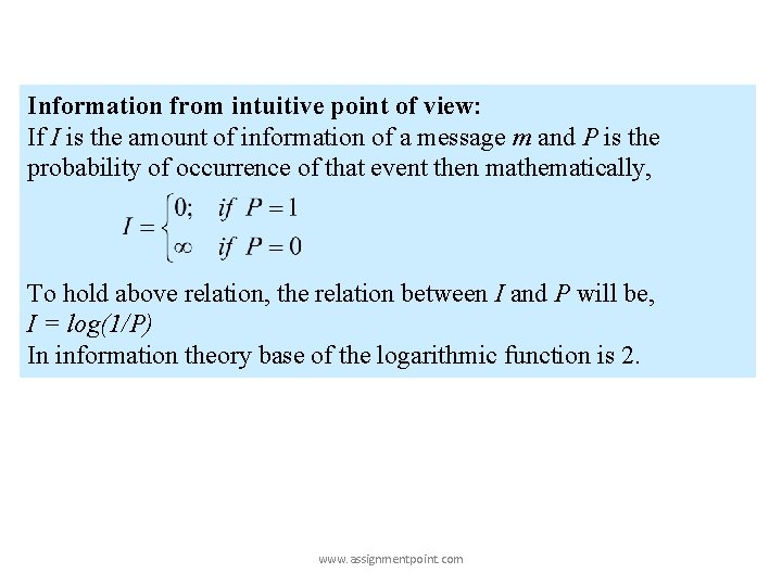 Information from intuitive point of view: If I is the amount of information of Information from intuitive point of view: If I is the amount of information of