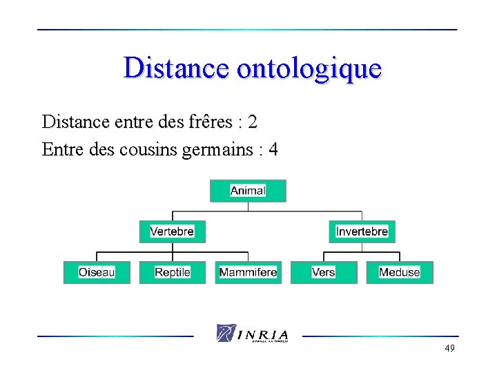 Distance ontologique Distance entre des frêres : 2 Entre des cousins germains : 4