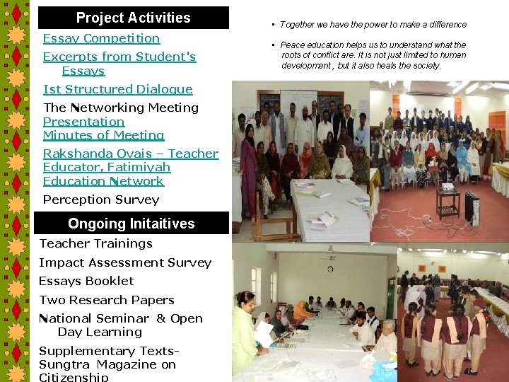 Project Activities Essay Competition Excerpts from Student's Essays Ist Structured Dialogue The Networking Meeting