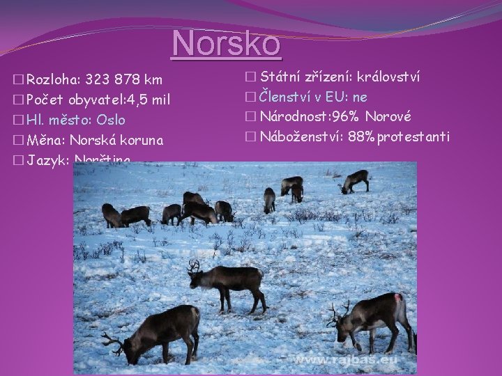 Norsko � Rozloha: 323 878 km � Počet obyvatel: 4, 5 mil � Hl.