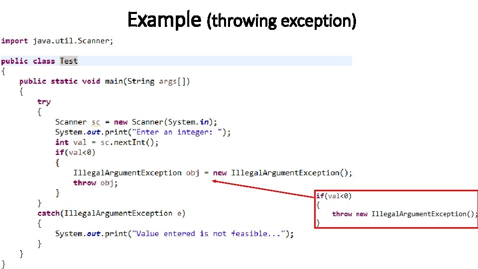 Example (throwing exception) 