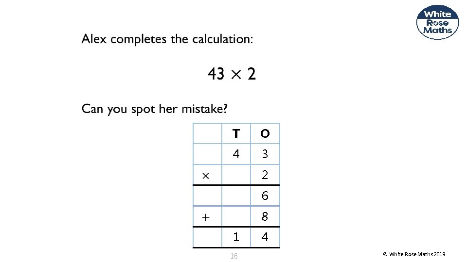 T O 4 3 2 6 8 1 16 4 © White Rose Maths