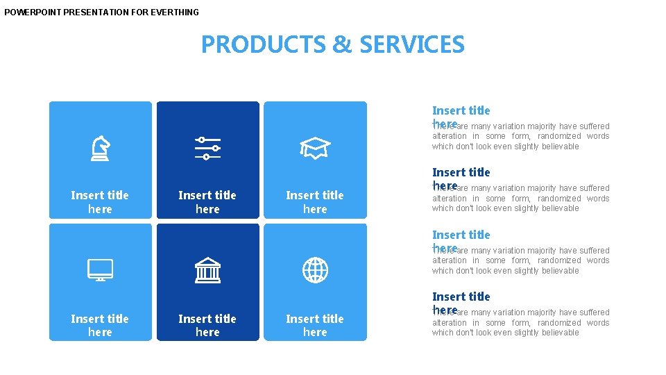 POWERPOINT PRESENTATION FOR EVERTHING PRODUCTS & SERVICES Insert title hereare many variation majority have