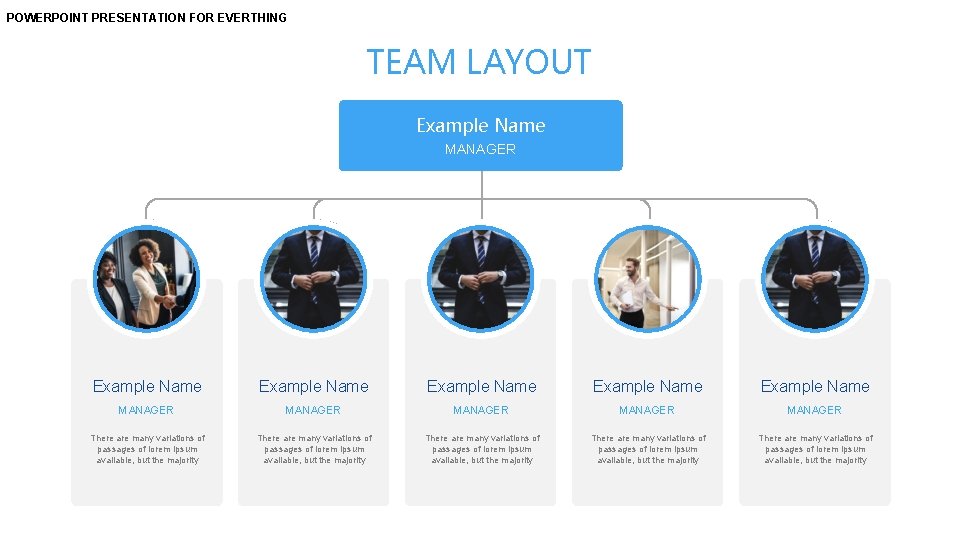 POWERPOINT PRESENTATION FOR EVERTHING TEAM LAYOUT Example Name MANAGER Example Name Example Name MANAGER