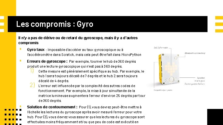 Les compromis : Gyro Il n'y a pas de dérive ou de retard du