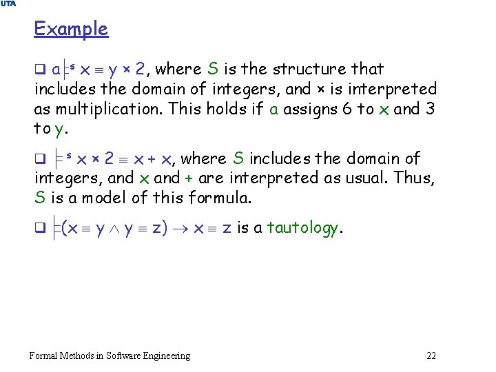 Example qa x y × 2, where S is the structure that includes the