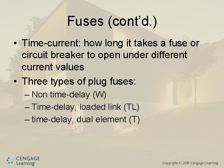 Fuses (cont’d. ) • Time-current: how long it takes a fuse or circuit breaker Fuses (cont’d. ) • Time-current: how long it takes a fuse or circuit breaker