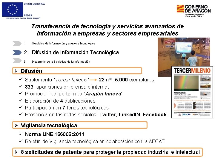 Transferencia de tecnología y servicios avanzados de información a empresas y sectores empresariales 1.
