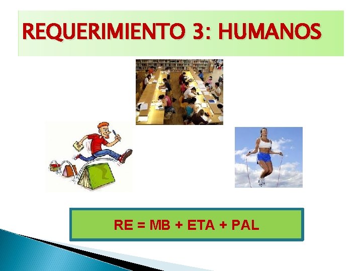 REQUERIMIENTO 3: HUMANOS RE = MB + ETA + PAL 