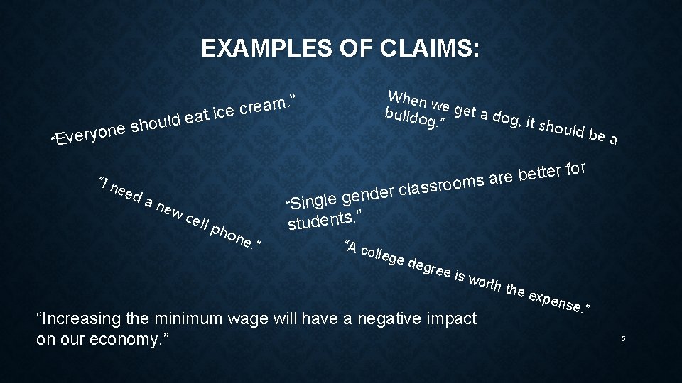 THE TERMINOLOGY OF ARGUING Mrs Davis English 3English