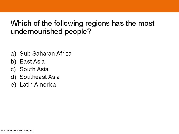 Which of the following regions has the most undernourished people? a) b) c) d)