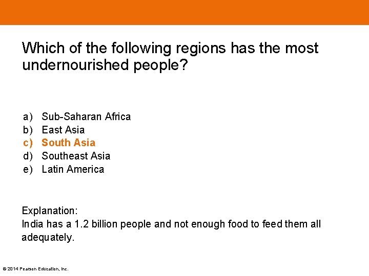 Which of the following regions has the most undernourished people? a) b) c) d)