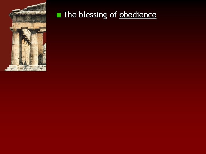 The blessing of obedience 