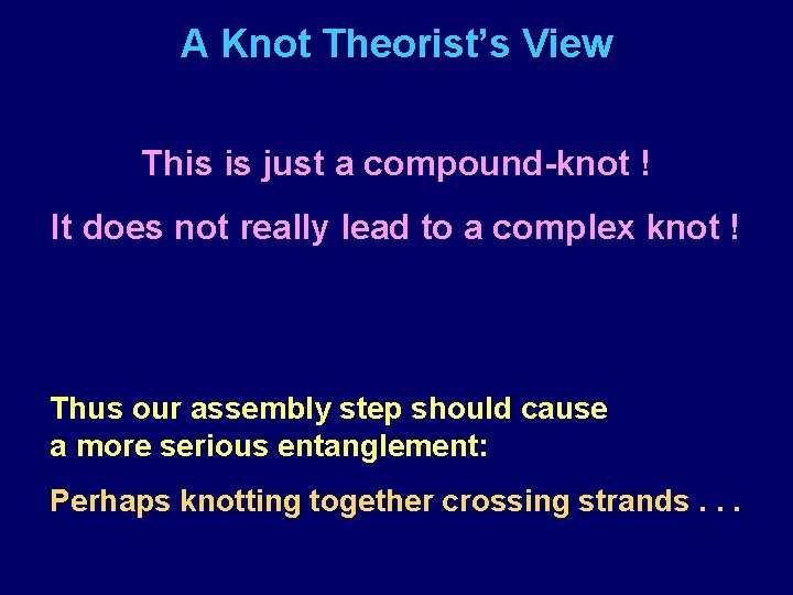 A Knot Theorist’s View This is just a compound-knot ! It does not really