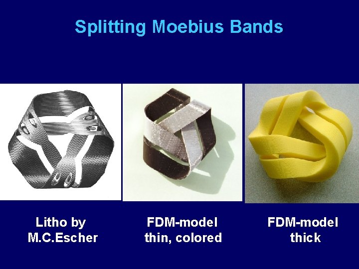 Splitting Moebius Bands Litho by M. C. Escher FDM-model thin, colored FDM-model thick 