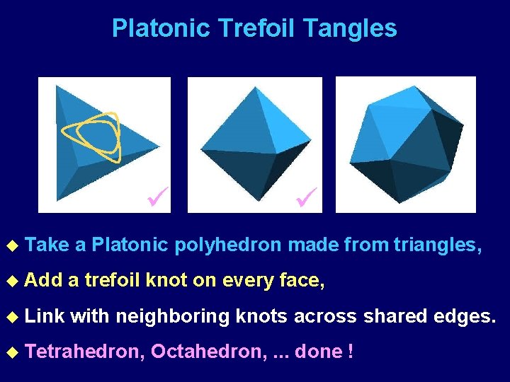 Platonic Trefoil Tangles ü u Take ü a Platonic polyhedron made from triangles, u