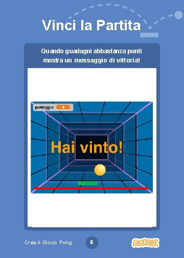 Vinci la Partita Quando guadagni abbastanza punti mostra un messaggio di vittoria! Crea il