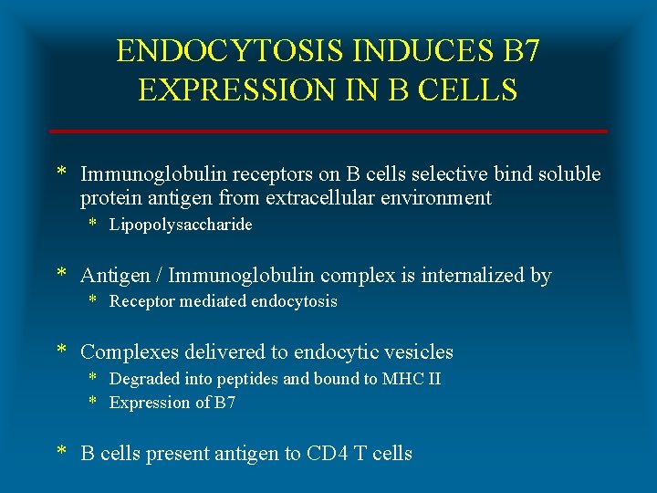 ENDOCYTOSIS INDUCES B 7 EXPRESSION IN B CELLS * Immunoglobulin receptors on B cells