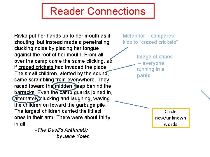 Reader Connections Rivka put her hands up to her mouth as if shouting, but