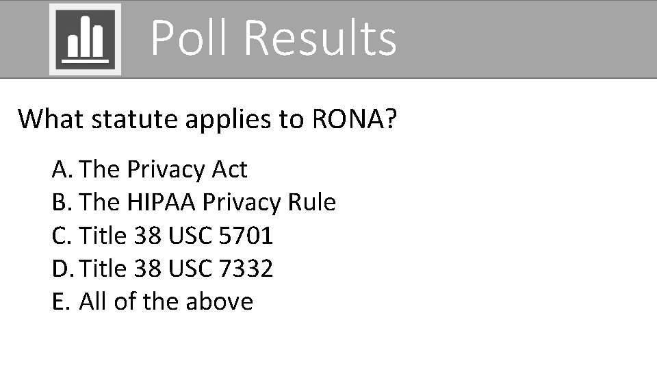 Poll Results What statute applies to RONA? A. The Privacy Act B. The HIPAA