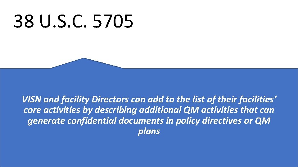 38 U. S. C. 5705 VISN and facility Directors can add to the list