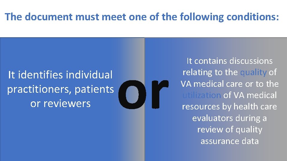 The document must meet one of the following conditions: It identifies individual practitioners, patients