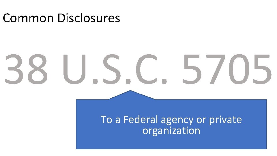 Common Disclosures 38 U. S. C. 5705 To a Federal agency or private organization