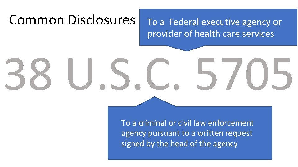 Common Disclosures To a Federal executive agency or provider of health care services 38