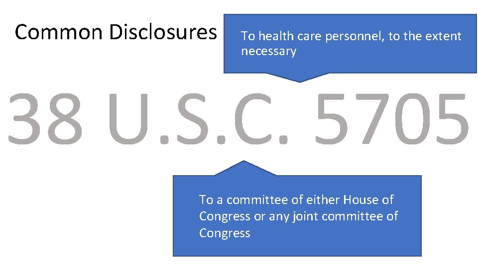 Common Disclosures To health care personnel, to the extent necessary 38 U. S. C.