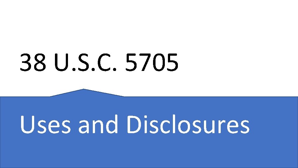 38 U. S. C. 5705 Uses and Disclosures 