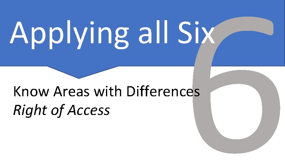 6 Applying all Six Know Areas with Differences Right of Access 