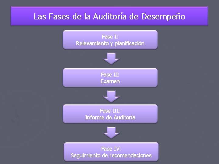 Las Fases de la Auditoría de Desempeño Fase I: Relevamiento y planificación Fase II: