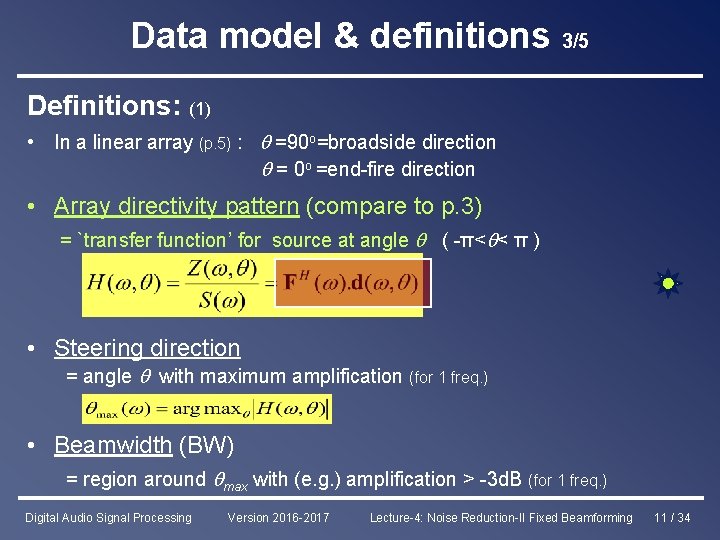 Data model & definitions 3/5 Definitions: (1) • In a linear array (p. 5)