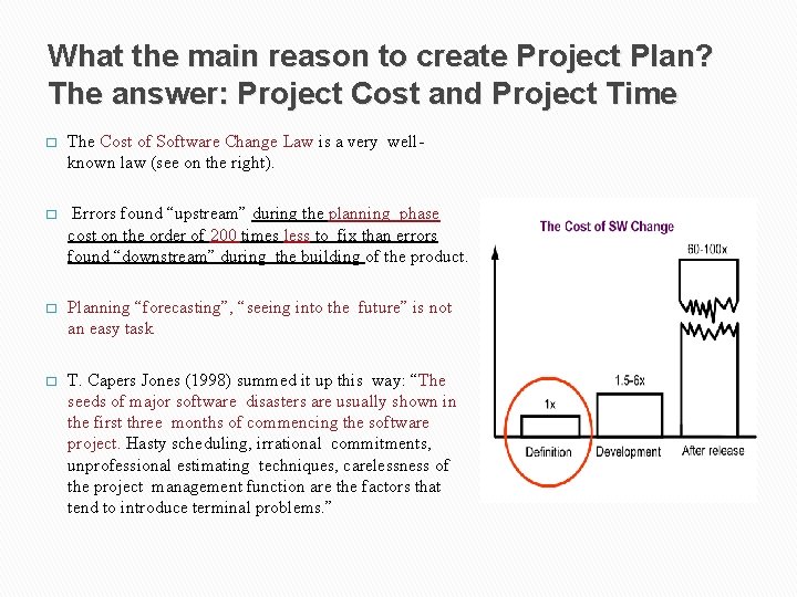 What the main reason to create Project Plan? The answer: Project Cost and Project
