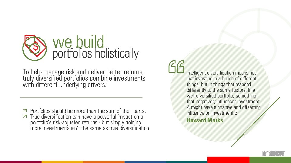 we build portfolios holistically To help manage risk and deliver better returns, truly diversified