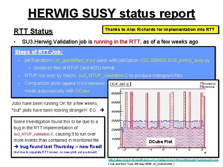 HERWIG SUSY status report RTT Status • Thanks to Alex Richards for implementation into