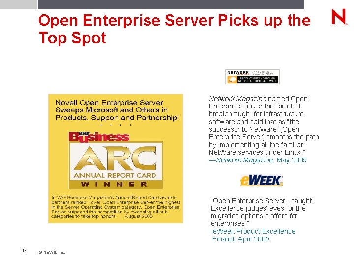Open Enterprise Server Picks up the Top Spot Network Magazine named Open Enterprise Server