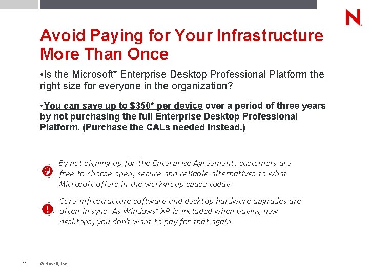 Avoid Paying for Your Infrastructure More Than Once • Is the Microsoft* Enterprise Desktop
