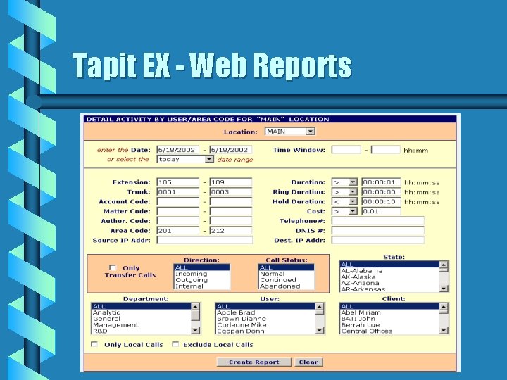 Tapit EX - Web Reports Tapit EX - Web Reports