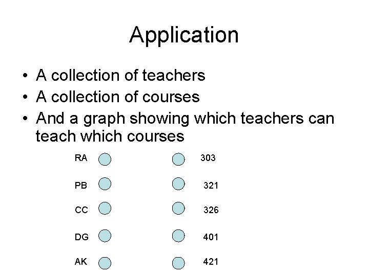 Application • A collection of teachers • A collection of courses • And a