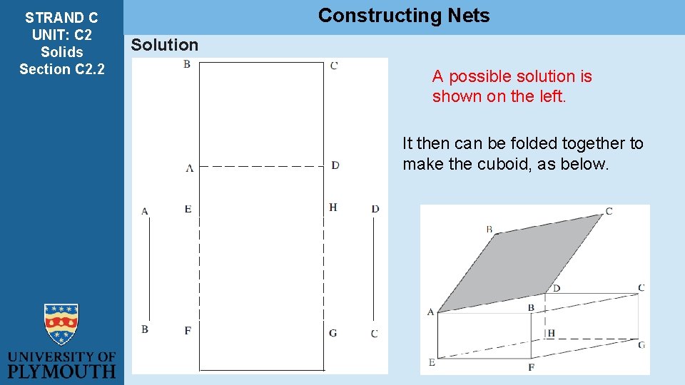 STRAND C UNIT: C 2 Solids Section C 2. 2 Constructing Nets Solution A