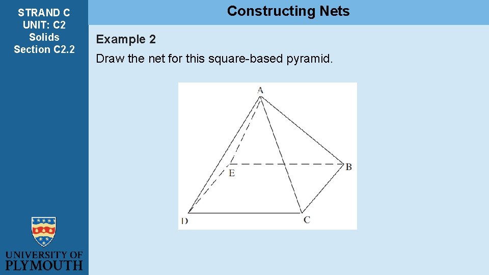 STRAND C UNIT: C 2 Solids Section C 2. 2 Constructing Nets Example 2